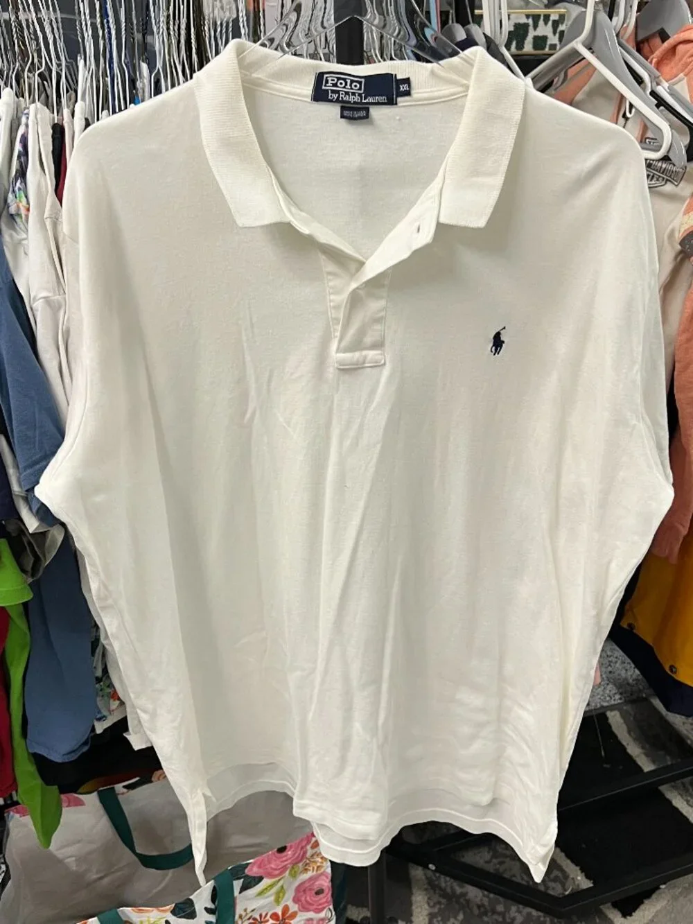 Polo Ralph Lauren Shirt Mens 2XL White Cream Cotton Golf Yacht (read)